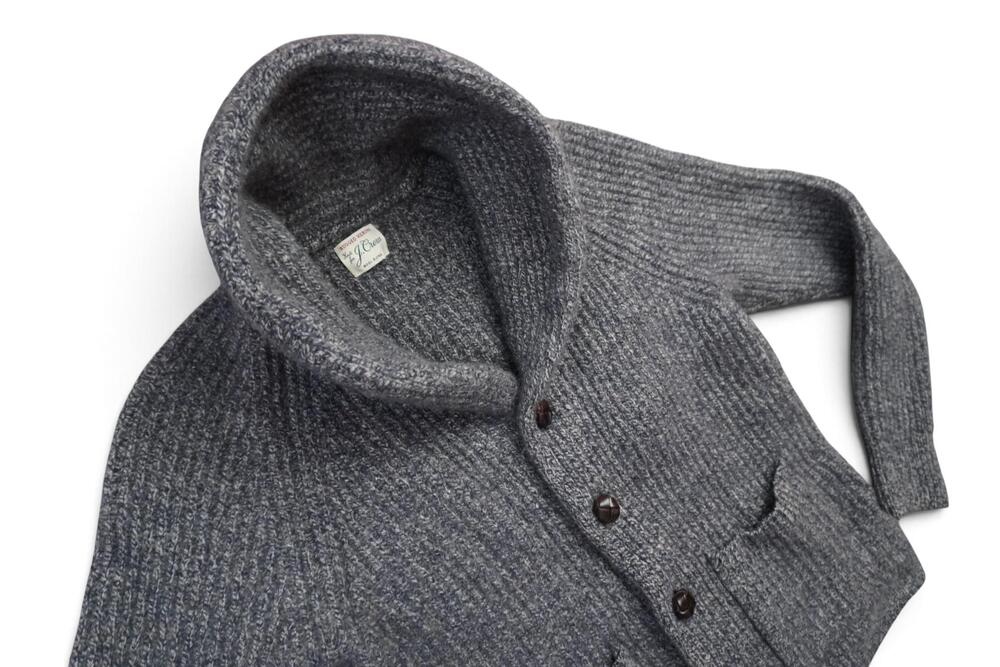J Crew Rugged Merino Cardigan Sweater Mens Small Gray Shawl Collar Knit Pockets - Picture 6 of 16